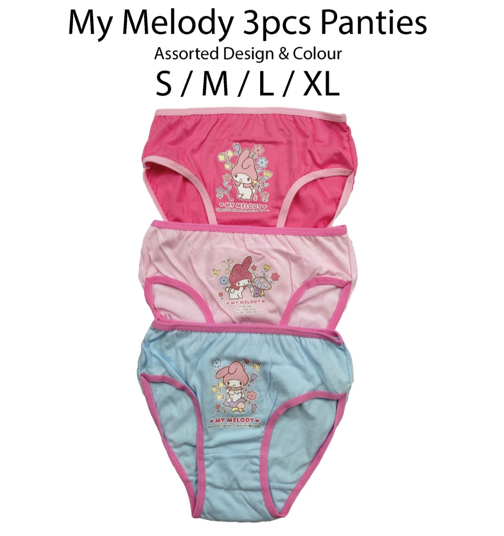 SANRIO, My Melody Cotton 3-Pack Girls' Briefs, Size : S